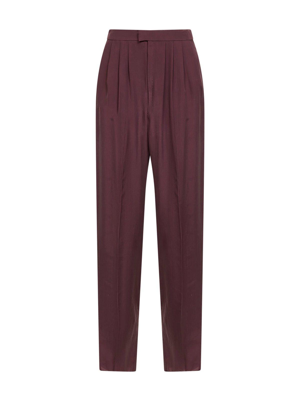 Saint Laurent Women Aubergine Silk Habutai Tailored Trousers
