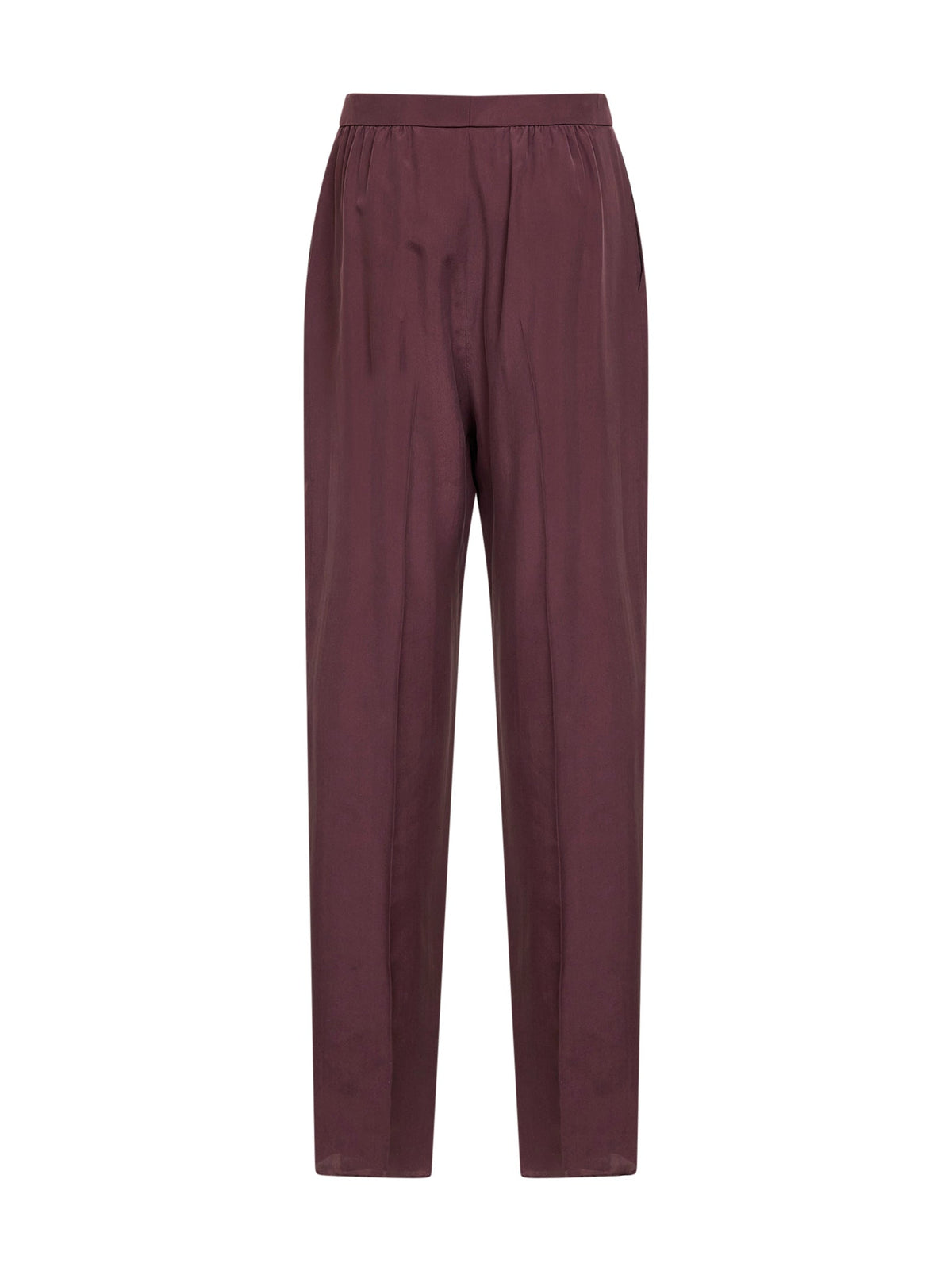 Saint Laurent Women Aubergine Silk Habutai Tailored Trousers