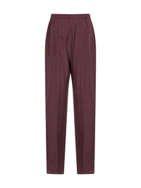 Saint Laurent Women Aubergine Silk Habutai Tailored Trousers