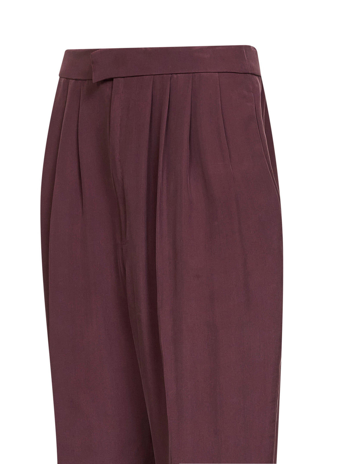 Saint Laurent Women Aubergine Silk Habutai Tailored Trousers