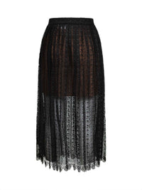 Self Portrait Women Black Organza Lace Midi Skirt