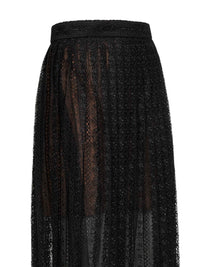 Self Portrait Women Black Organza Lace Midi Skirt