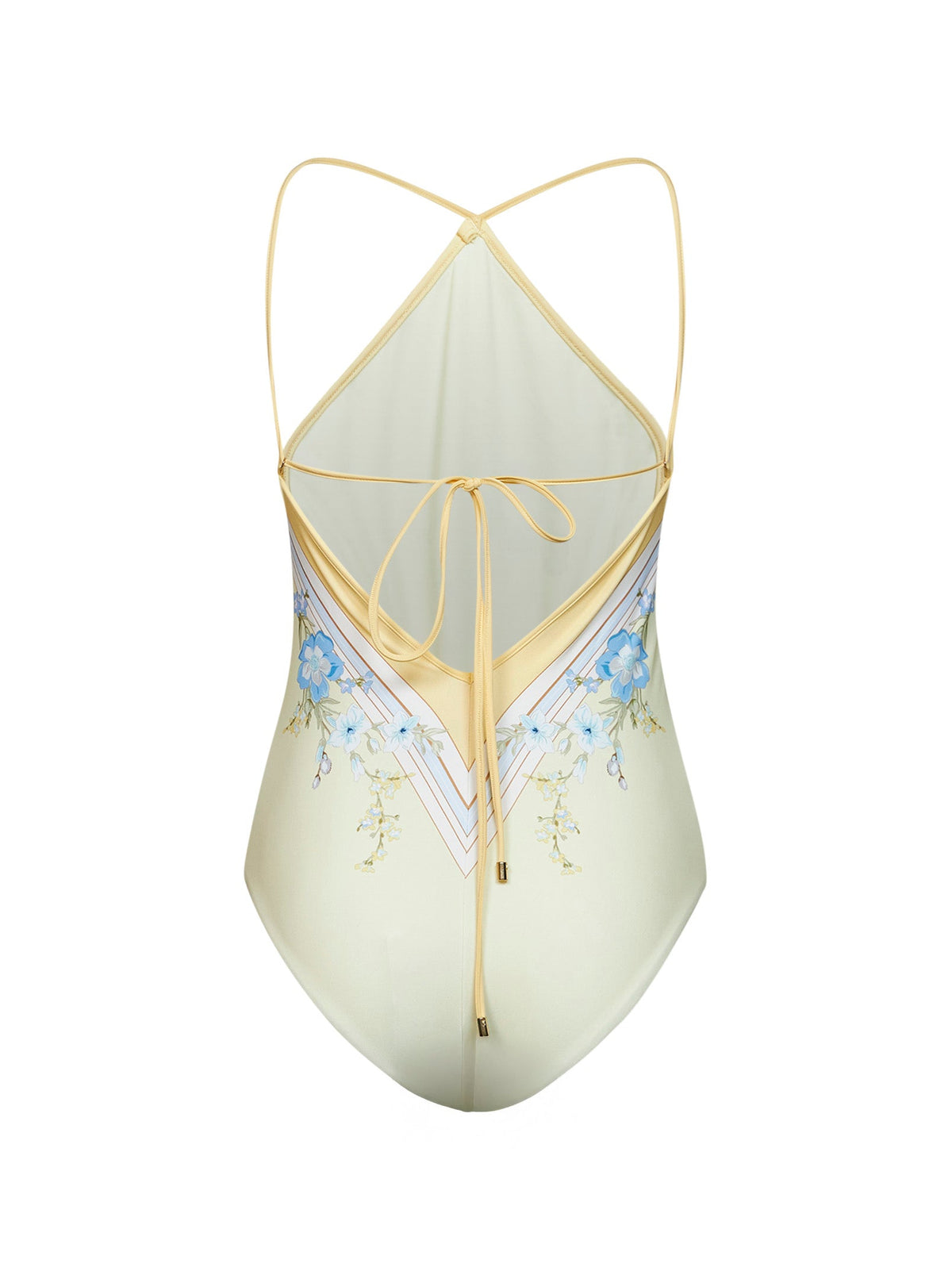 Self Portrait Women Yellow Scarf-Inspired Floral-Print Jersey One-Piece Swimsuit