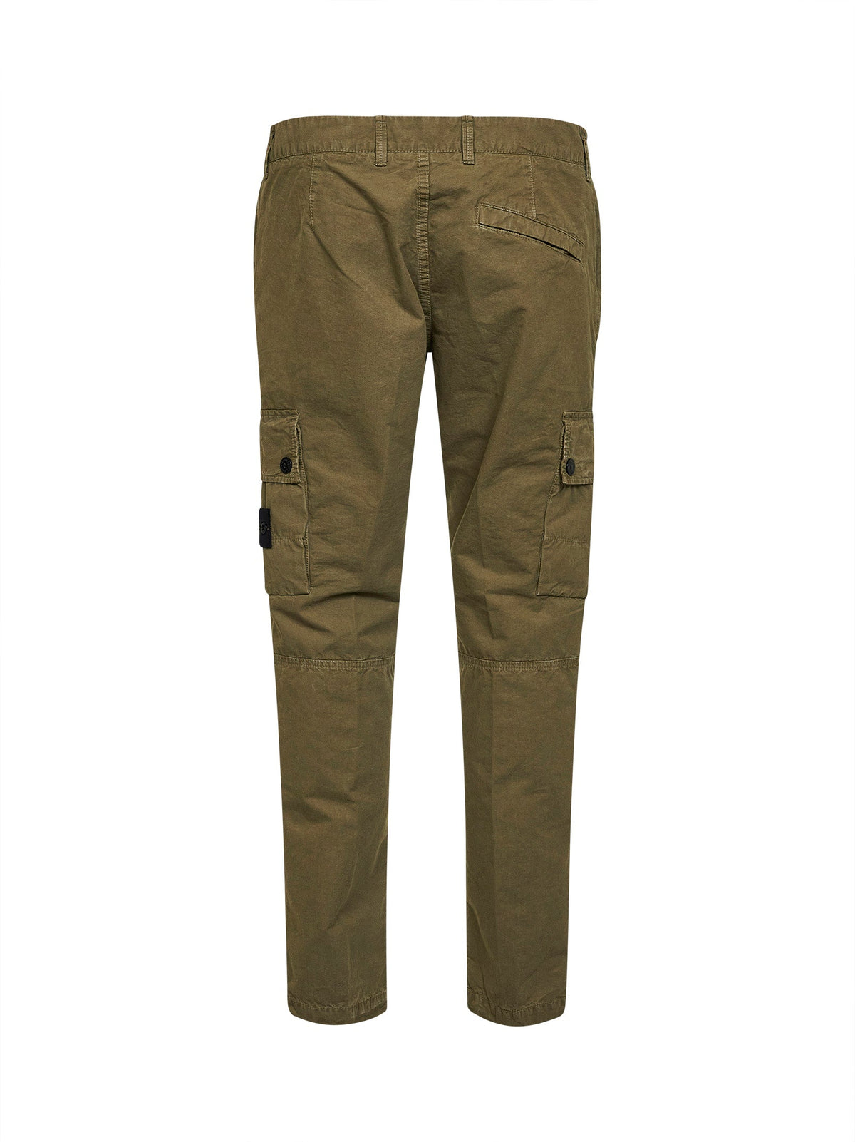 Stone Island Men Military Green Brushed Organic Cotton Canvas Cargo Trousers
