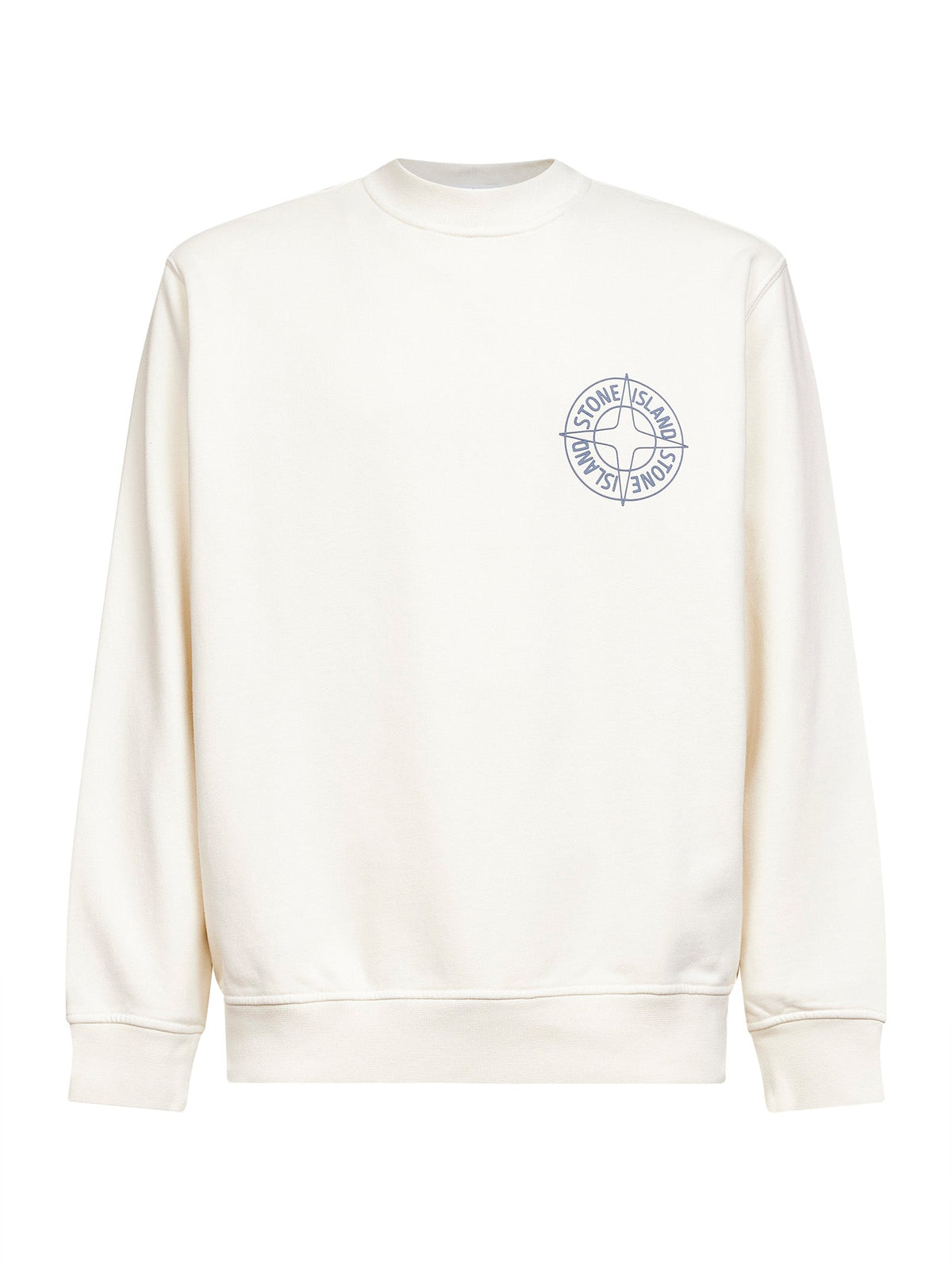 Stone Island Men Ivory Cotton "Outline Compass" Printed Sweatshirt