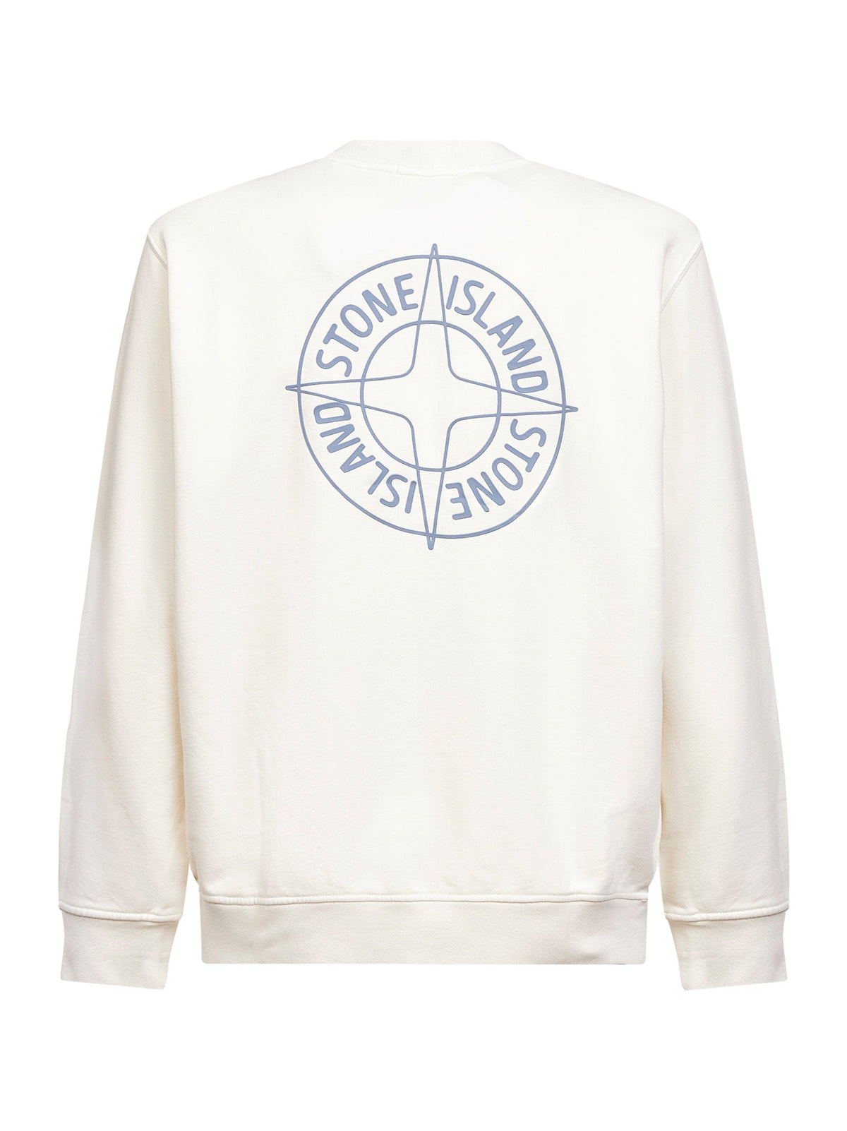 Stone Island Men Ivory Cotton "Outline Compass" Printed Sweatshirt