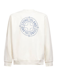 Stone Island Men Ivory Cotton "Outline Compass" Printed Sweatshirt