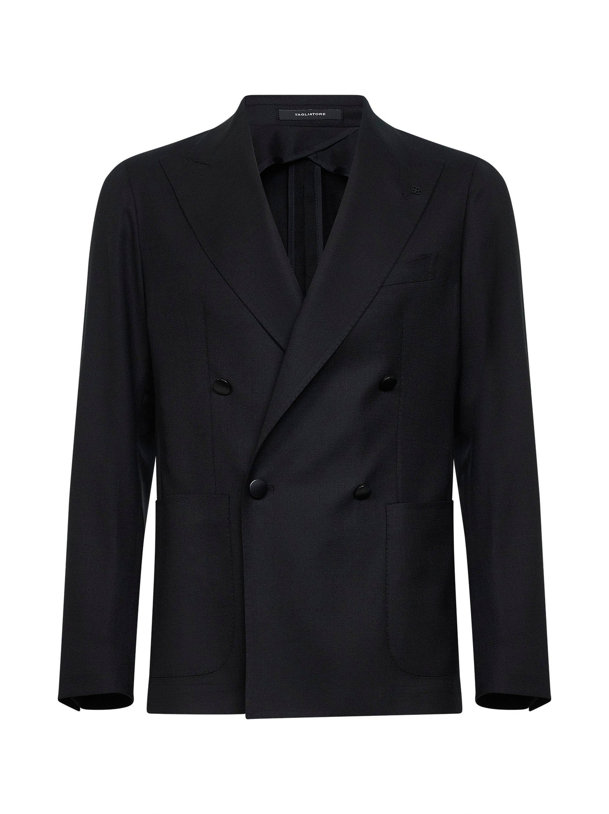 Tagliatore Men Black Stretch Virgin Wool Montecarlo Double-Breasted Blazer