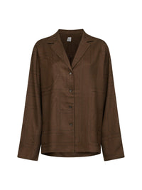 Toteme Women Dark Brown Flannel Monogram Pj Shirt