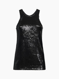 Toteme Women Black Sequin Curved Tank Top
