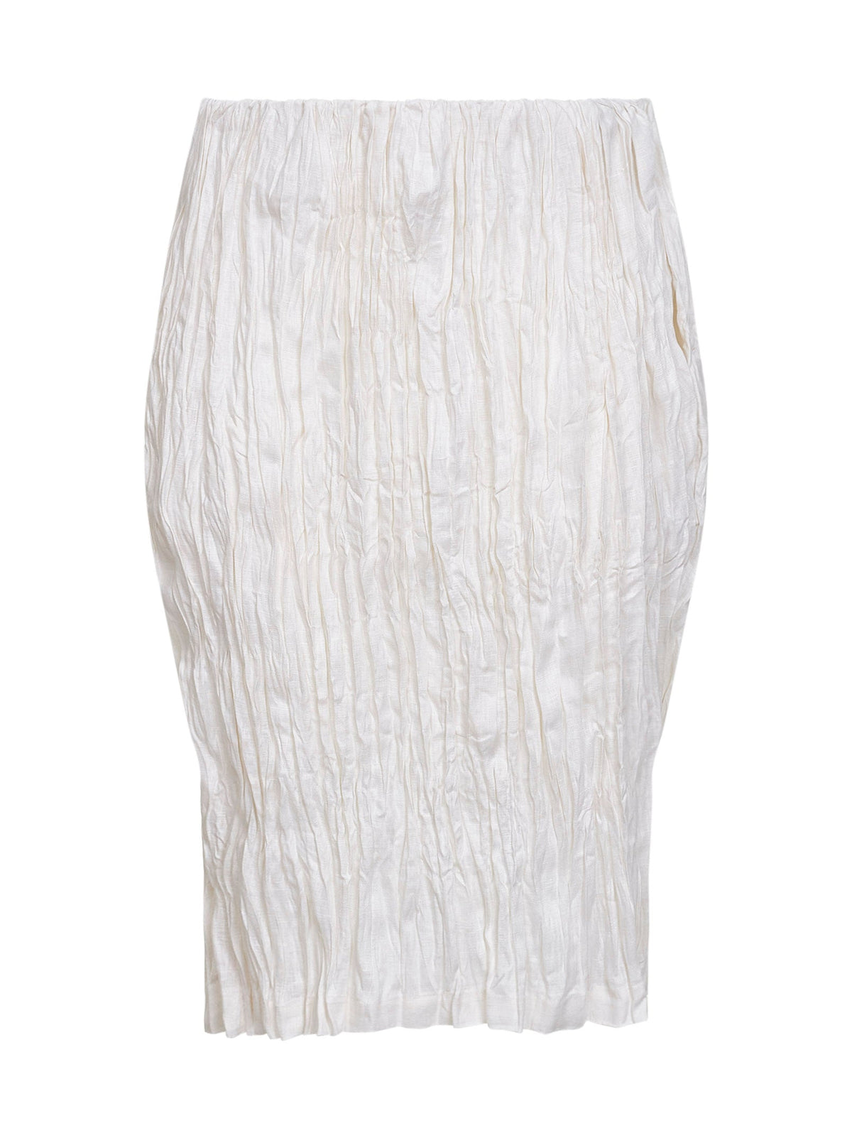Toteme Women White Crinkled Linen Pencil Skirt