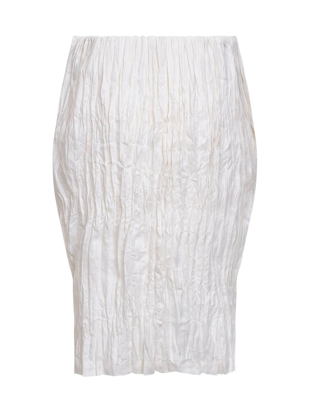 Toteme Women White Crinkled Linen Pencil Skirt