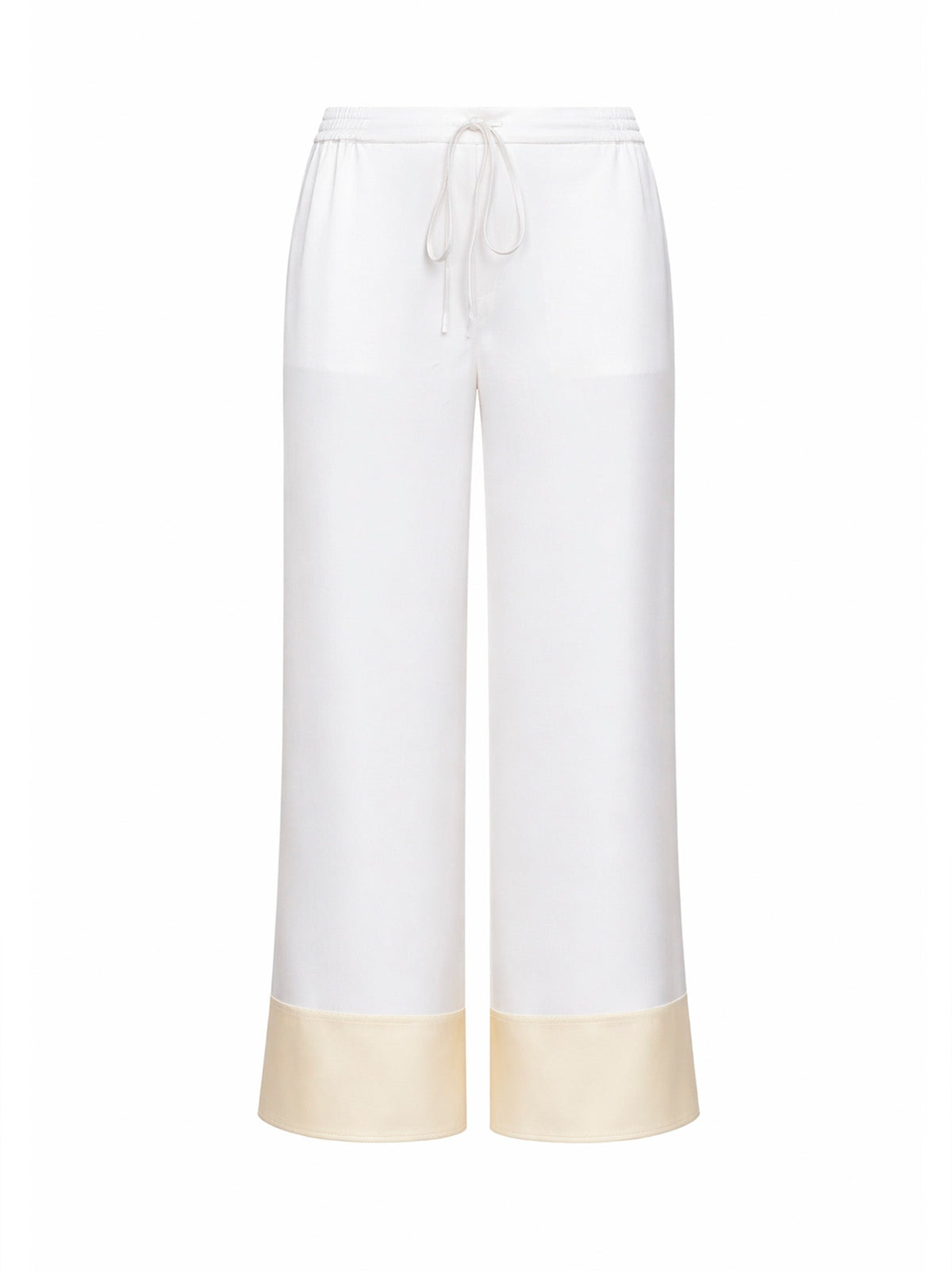 Toteme Women White Satin Drawstring Pajama-Style Trousers