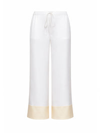 Toteme Women White Satin Drawstring Pajama-Style Trousers