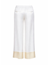 Toteme Women White Satin Drawstring Pajama-Style Trousers