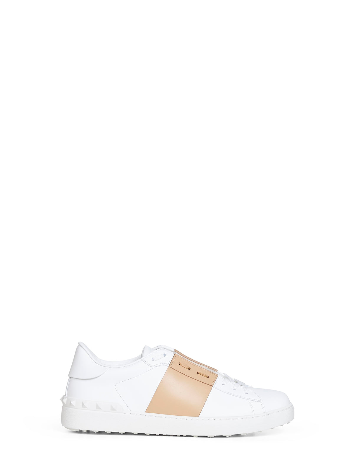 Valentino Garavani Men White And Sahara Calfskin Leather Open Sneakers
