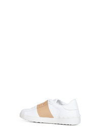 Valentino Garavani Men White And Sahara Calfskin Leather Open Sneakers