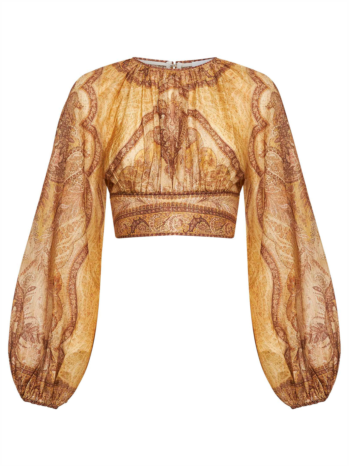 Zimmermann Women Tapestry-Print Mustard Cotton-Silk Blend Wanderlust Bodice