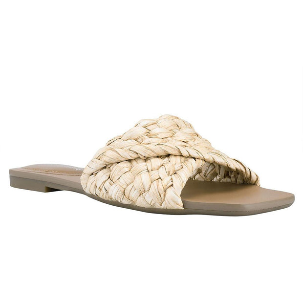Moral Womens Faux Leather Woven Slide Sandals
