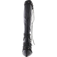 Fink Womens Faux Leather Embellished Knee-High Boots