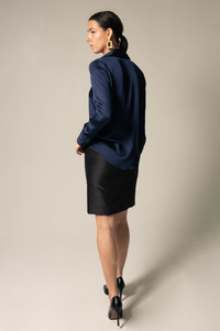 Classy Women Silk Blouse in Royal Blue2