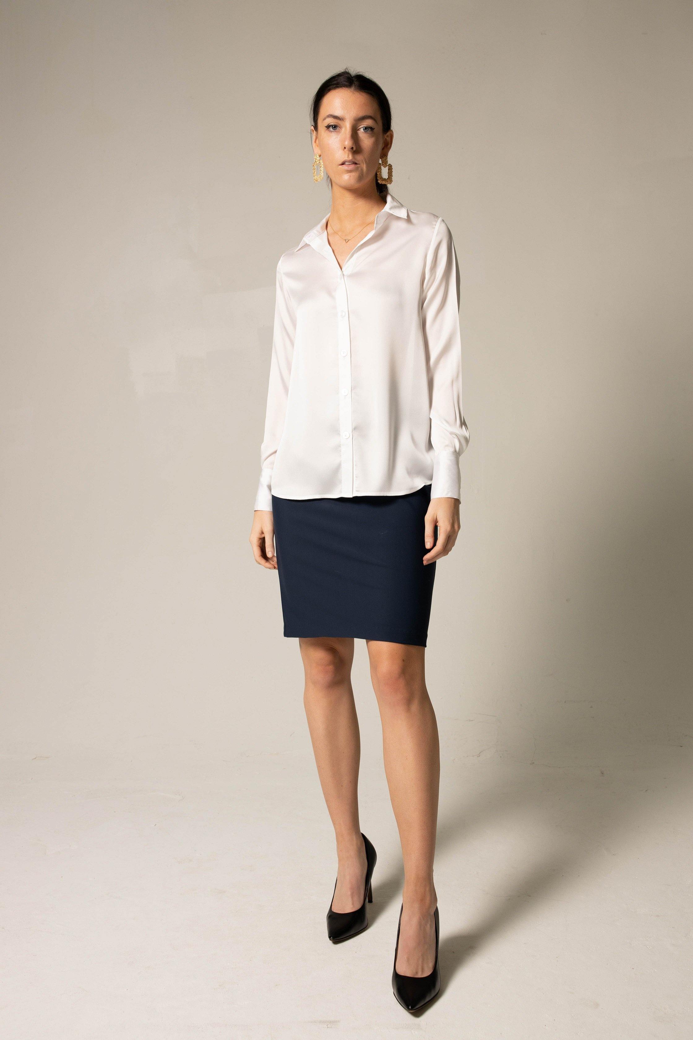 Elegance Silk Blouse in White4