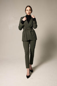 Olive Skinny Pants Women's Trousers4