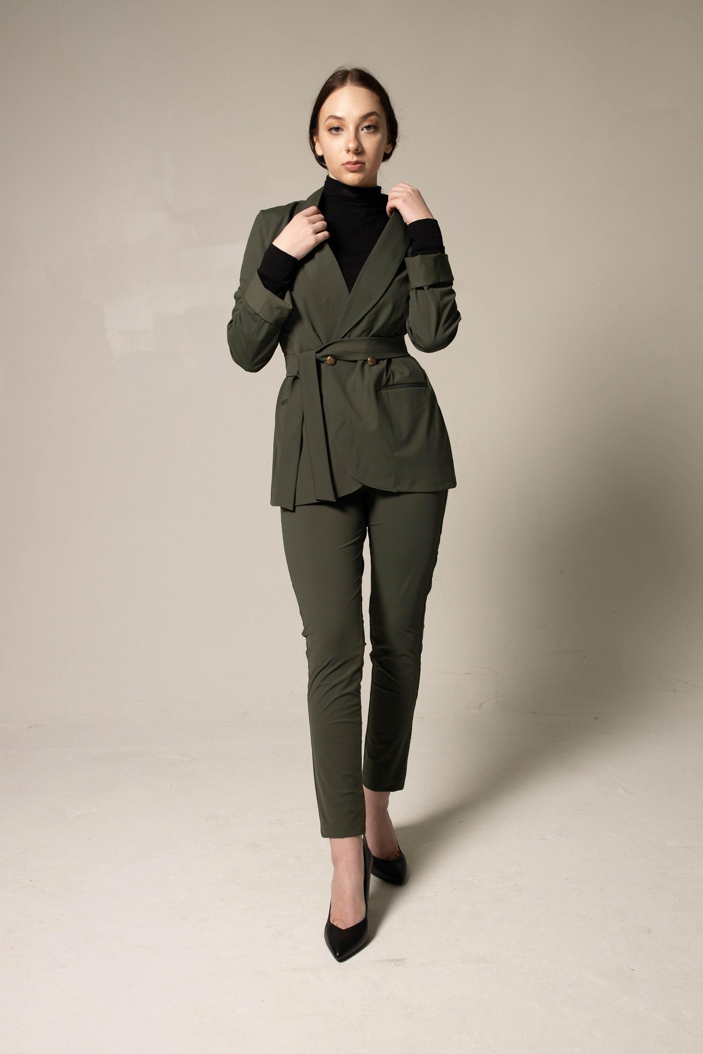 Olive Skinny Pants Women's Trousers4