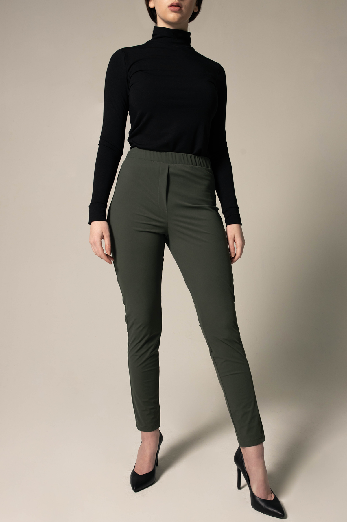 Olive Skinny Pants Women's Trousers1