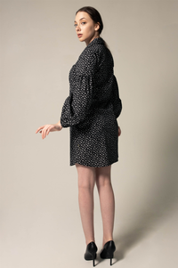 The Black Floral Shirt Dress in Italian Cotton with Oversized Sleeves4