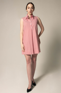 Italian Cotton Red Stripe Sleeveless Dress1