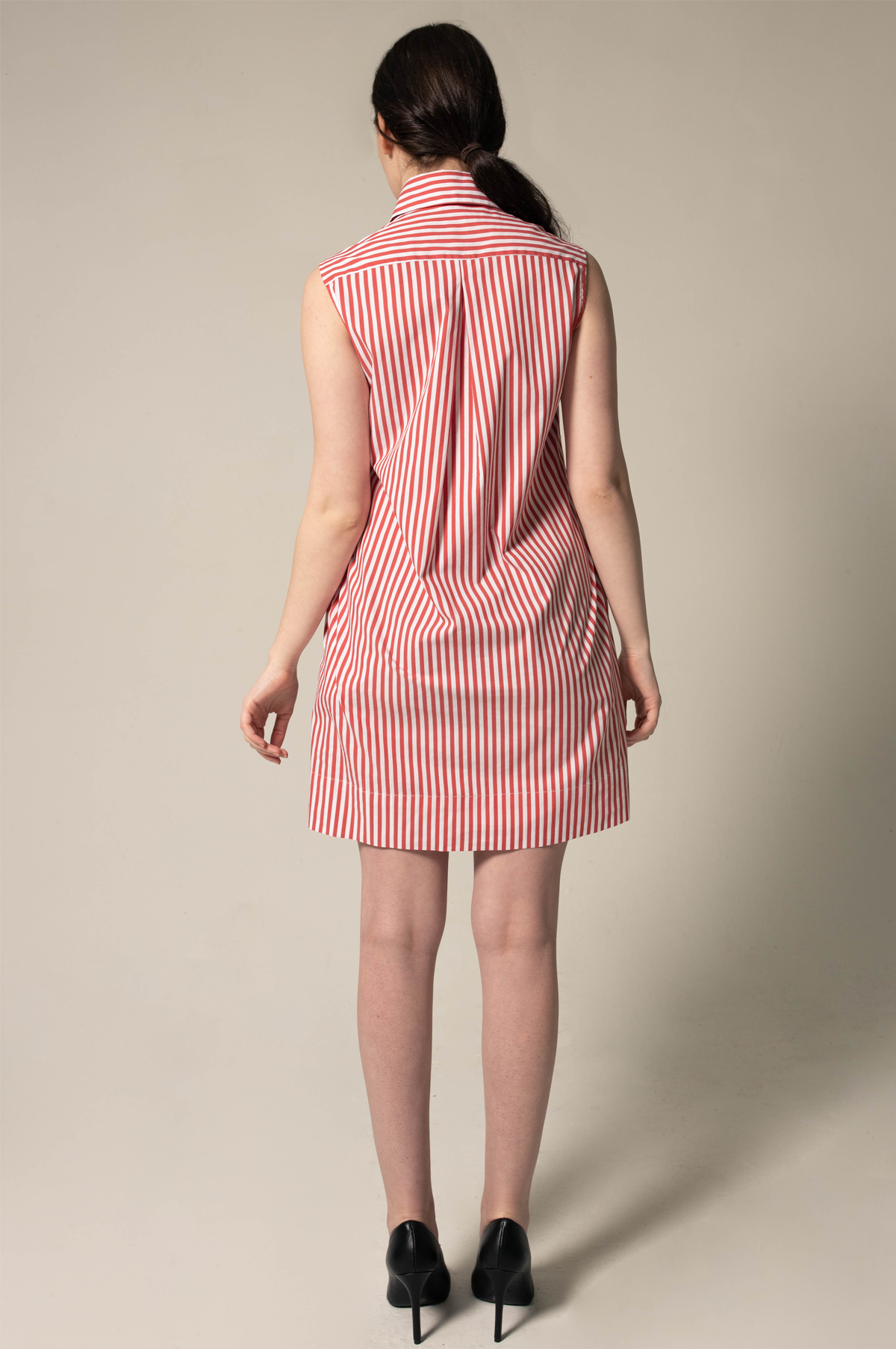 Italian Cotton Red Stripe Sleeveless Dress2