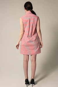 Italian Cotton Red Stripe Sleeveless Dress2