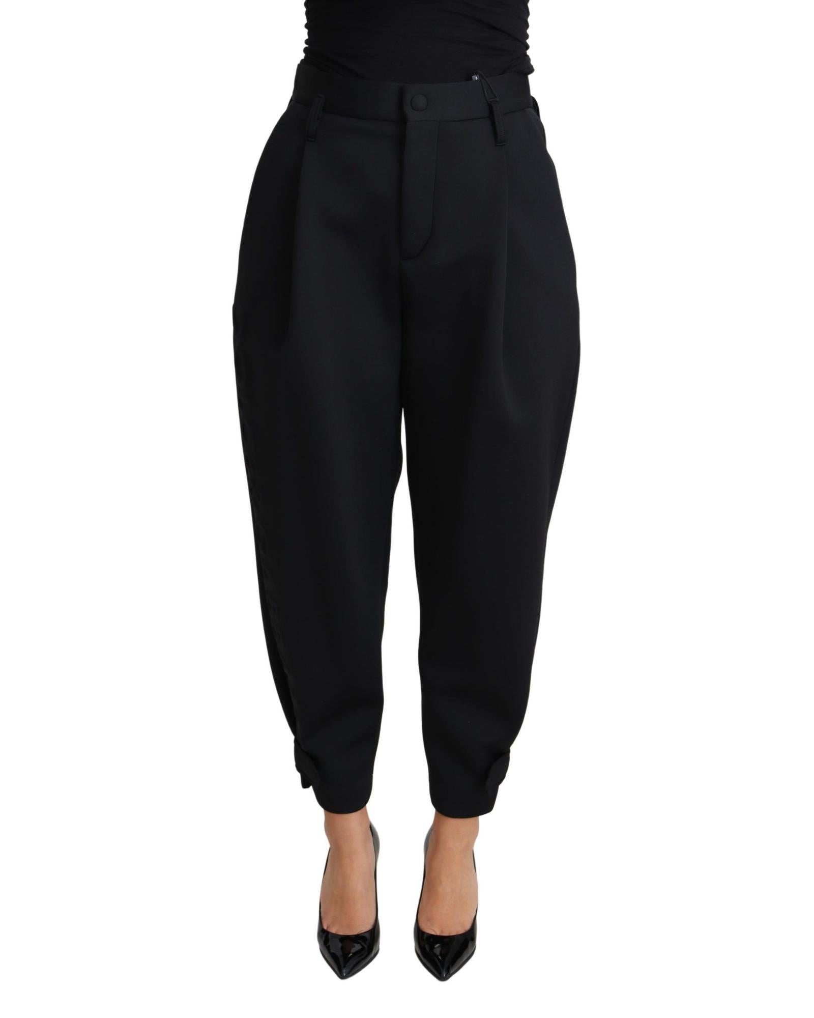 Dolce & Gabbana Black High Waist Pleated Trousers 6 Black