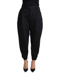 Dolce & Gabbana Black High Waist Pleated Trousers 6 Black