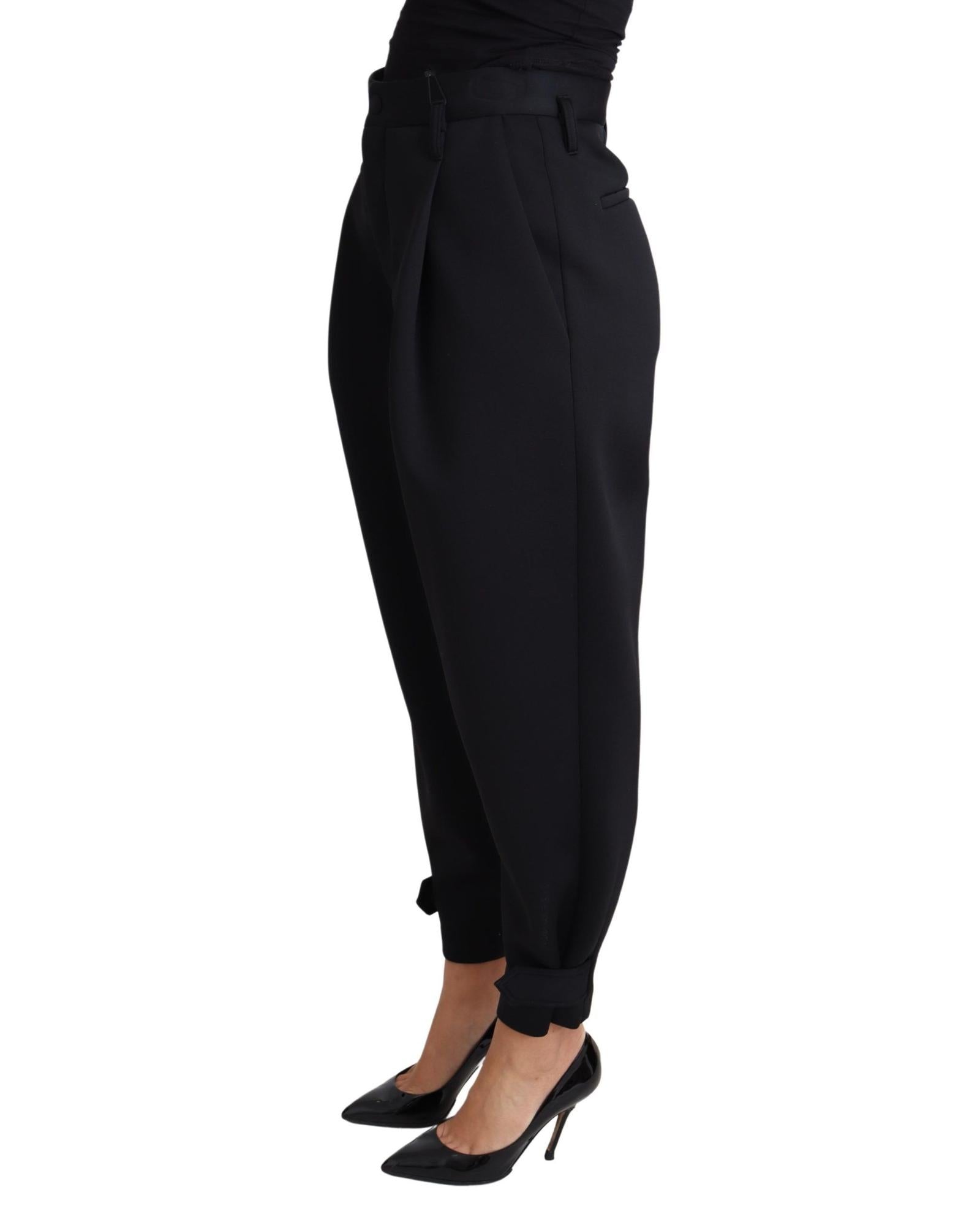 Dolce & Gabbana Black High Waist Pleated Trousers