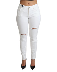 Dolce & Gabbana Women's White Distressed Skinny Jeans 14 White