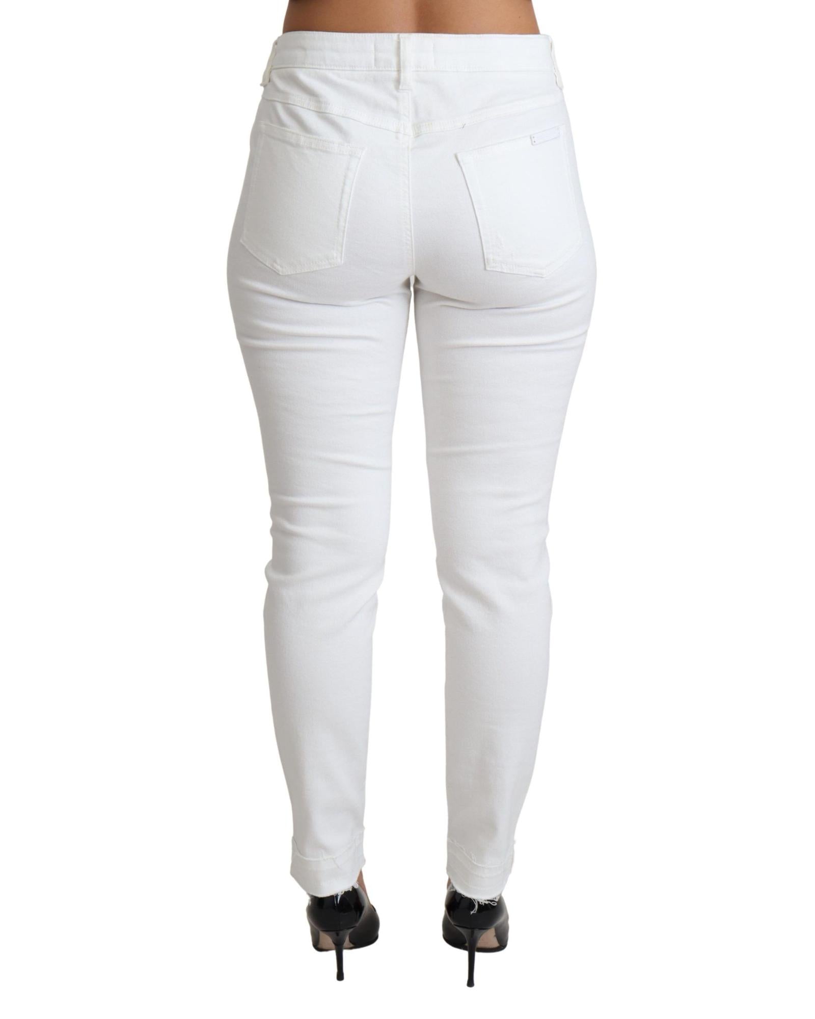 Dolce & Gabbana Women's White Distressed Skinny Jeans