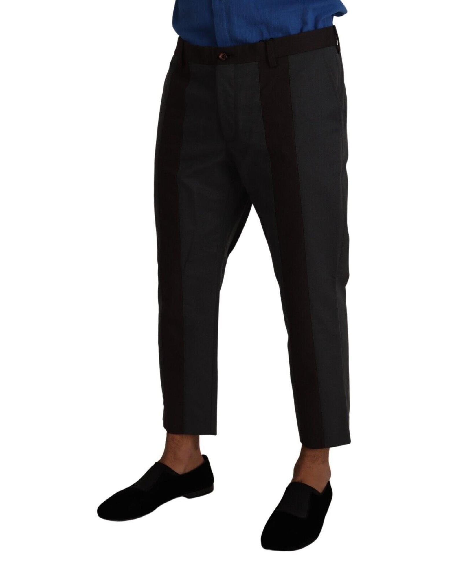 Dolce & Gabbana  Men's Black Slim Fit Wool Trousers