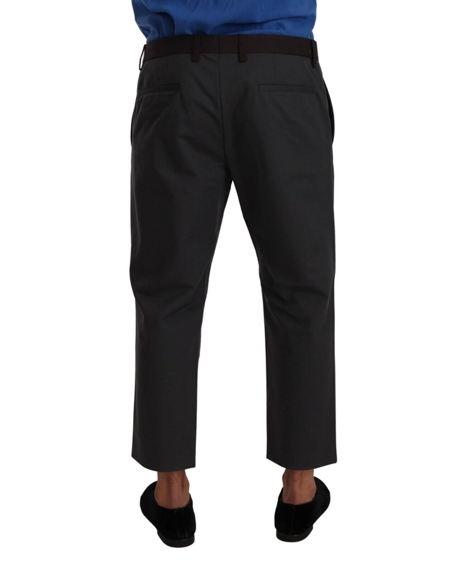 Dolce & Gabbana  Men's Black Slim Fit Wool Trousers