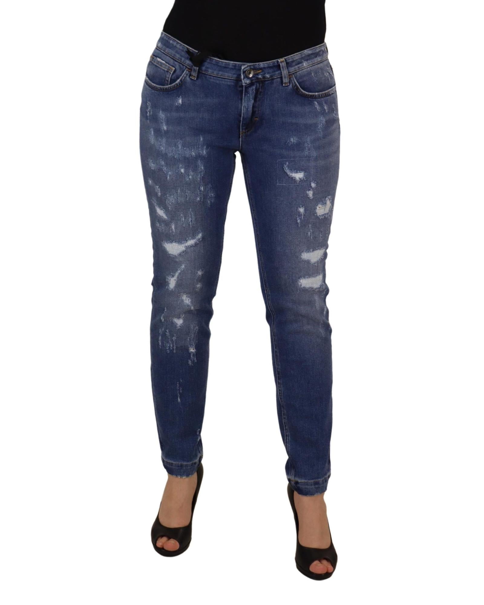 Dolce & Gabbana Distressed Skinny Jeans for Women 10 Blue