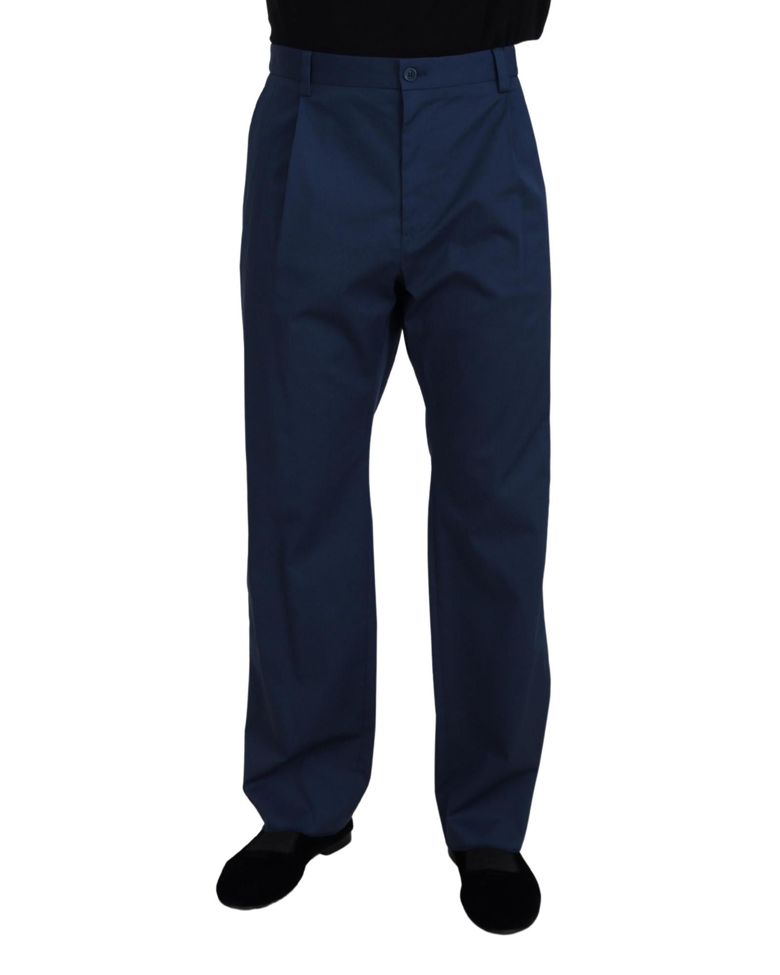 Dolce & Gabbana Classic Fit Blue Wool Dress Pants