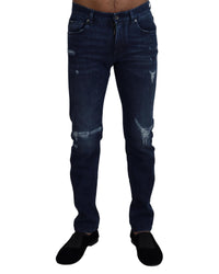 Dolce & Gabbana Men's Distressed Slim Fit Jeans 34 Blue