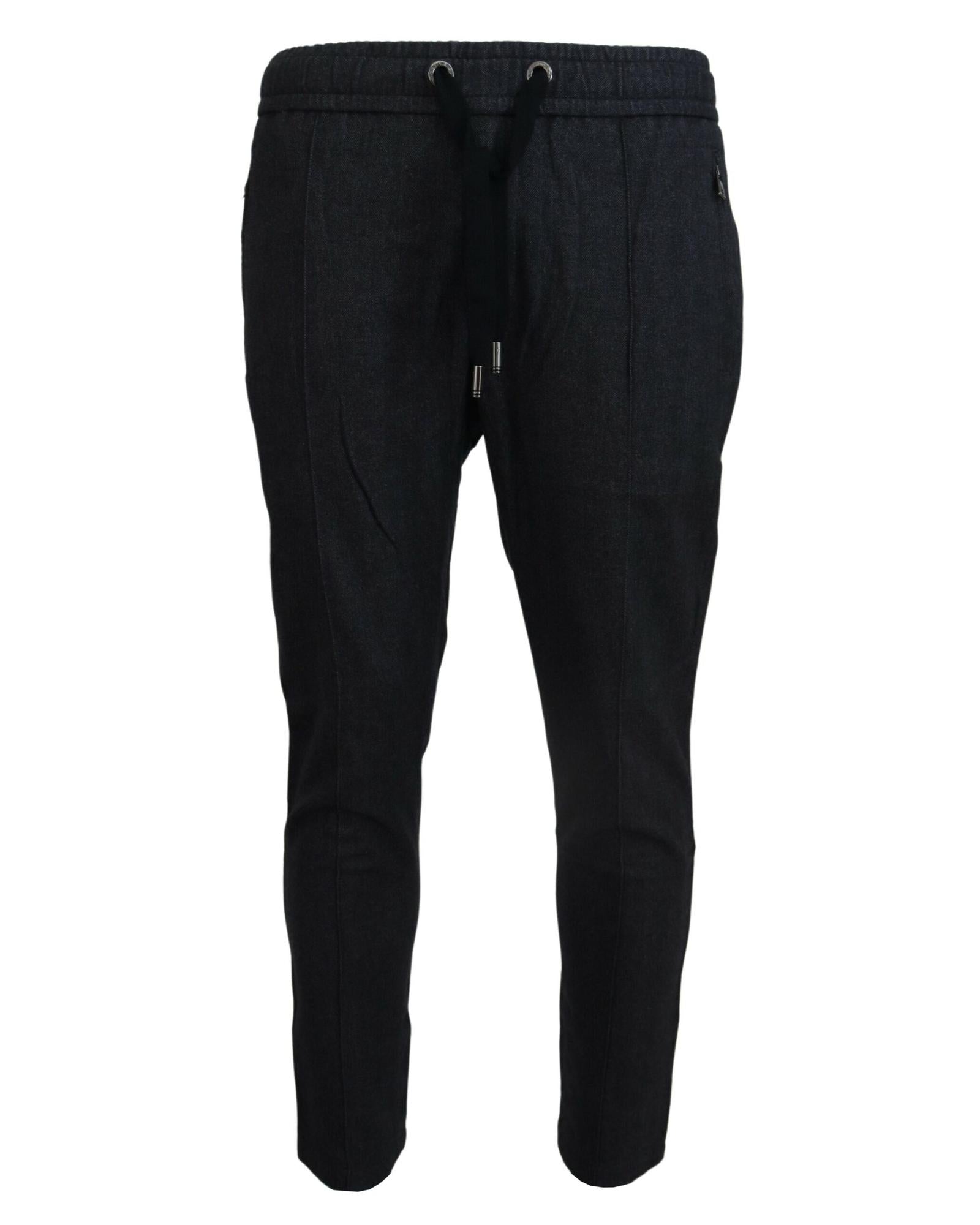 Dolce & Gabbana Men's Black Denim Jogger Pants 36 Gray