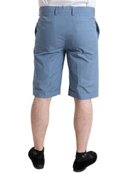 Dolce & Gabbana Blue Cotton Folded Hem Bermuda Shorts