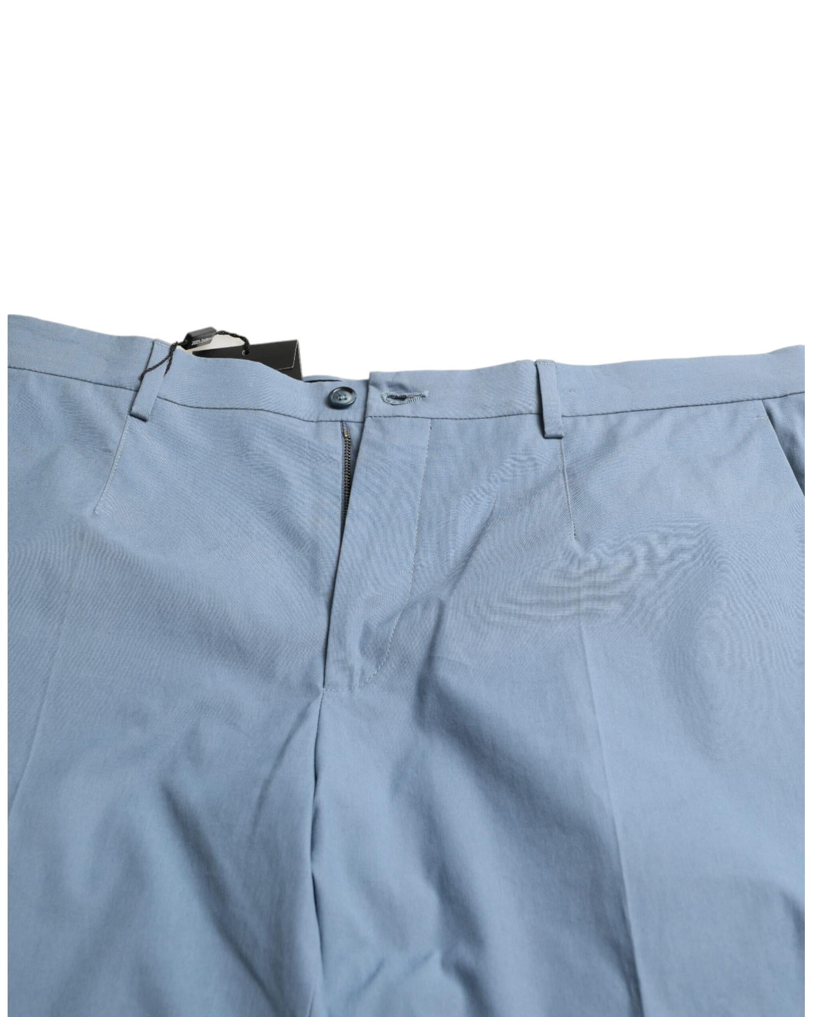 Dolce & Gabbana Blue Cotton Folded Hem Bermuda Shorts