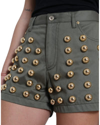 Dolce & Gabbana Studded Denim Shorts - Green