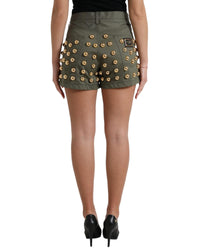 Dolce & Gabbana Studded Denim Shorts - Green