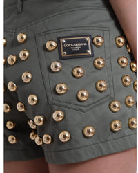 Dolce & Gabbana Studded Denim Shorts - Green