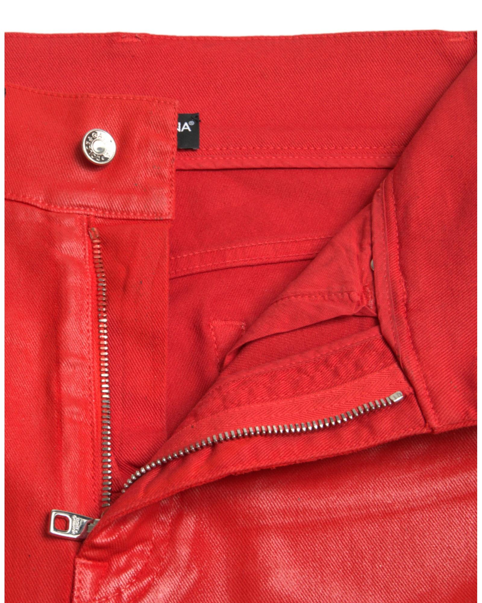 Dolce & Gabbana Women's High Waist Skinny Leather Jeans - Red